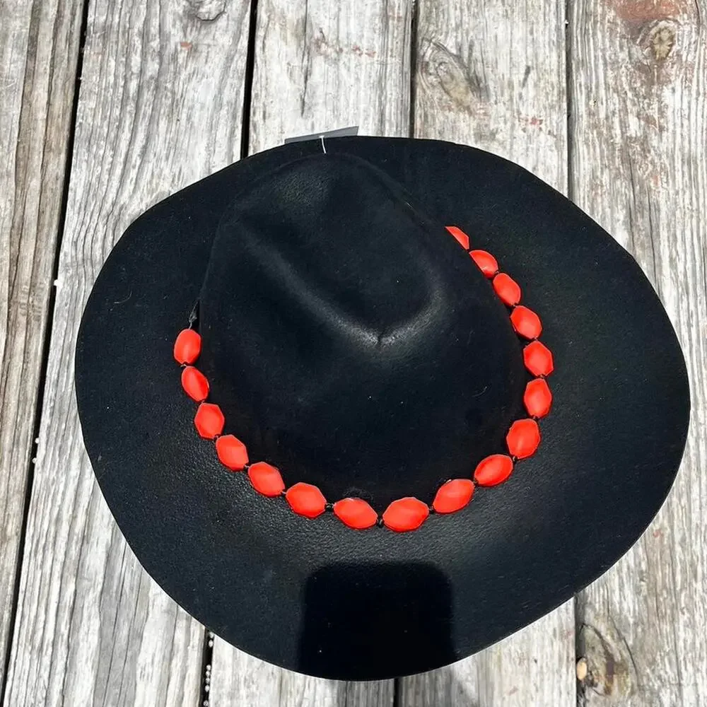 Black red cowboy hat